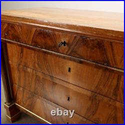 Commode Empire Ancienne Noyer Peuplier Bronze Italie XIXe Siècle Originale Commode Empire Ancienne Noyer Peuplier Bronze Italie XIXe Siècle Originale