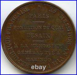 Consulat Napoleon Bonaparte Médaille Fondation du quai Desaix 1800