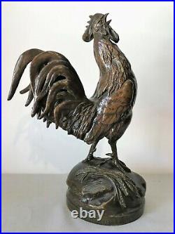 Coq en bronze le réveil par Cain (1821-1864) fondeur Susse Frère XIXe siècle