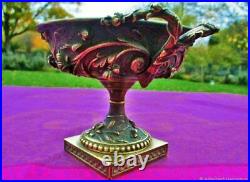 Coupe bronze sculpté ancien XIX eme siecle 19th century sculpted bronze cup
