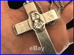 Croix Pectorale Reliquaire de Religieuse Couvent XIX ème Siècle Argent & Chaine