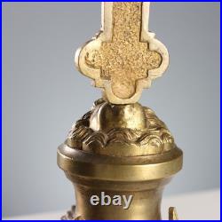 Crucifix Ancien Bronze Doré Base Circulaire Italie XIXe-XXe Siècle Original