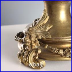 Crucifix Ancien Bronze Doré Base Circulaire Italie XIXe-XXe Siècle Original