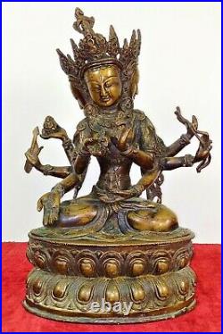 Deesse Gayatri. Sculpture. Bronze Chiseled. Tibet Népal. Xix-xx Siècles