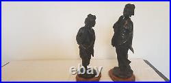 Deux statuettes japonnaises en bronze XIX siècle époque MEIJ, belle patine