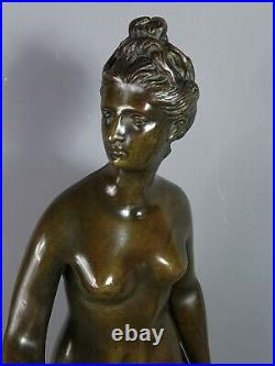 Diane chasseresse grande sculpture bronze XIXe siècle d'après Houdon 58 cm