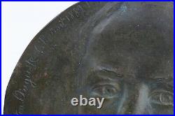 Ecole française Portrait d'homme monogrammé plaque en bronze art nouveau