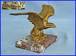 Edouard DELAUNE Aigle en Bronze Doré et Marbre Signé XIX-XX Siècle