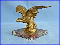 Edouard DELAUNE Aigle en Bronze Doré et Marbre Signé XIX-XX Siècle