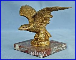 Edouard DELAUNE Aigle en Bronze Doré et Marbre Signé XIX-XX Siècle