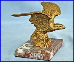 Edouard DELAUNE Aigle en Bronze Doré et Marbre Signé XIX-XX Siècle