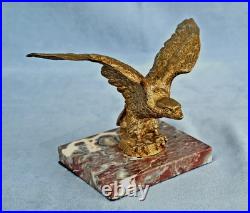Edouard DELAUNE Aigle en Bronze Doré et Marbre Signé XIX-XX Siècle