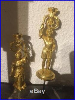 Éléments personnages en bronze doré bougeoir chandelier du XIXe siècle