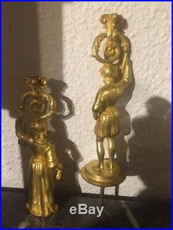 Éléments personnages en bronze doré bougeoir chandelier du XIXe siècle