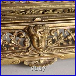 Encrier Ancien Bronze Gravé Doré Europe XIXe-XXe Siècle Original