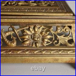 Encrier Ancien Bronze Gravé Doré Europe XIXe-XXe Siècle Original