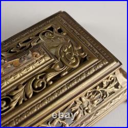 Encrier Ancien Bronze Gravé Doré Europe XIXe-XXe Siècle Original