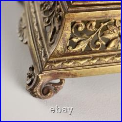 Encrier Ancien Bronze Gravé Doré Europe XIXe-XXe Siècle Original