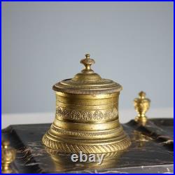 Encrier Ancien Marbre Bronze Doré Europe XIXe-XXe Siècle Original