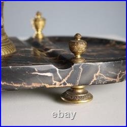 Encrier Ancien Marbre Bronze Doré Europe XIXe-XXe Siècle Original