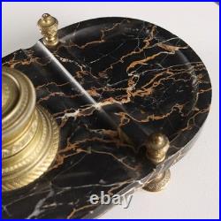 Encrier Ancien Marbre Bronze Doré Europe XIXe-XXe Siècle Original