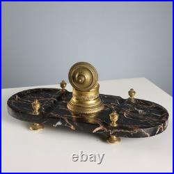 Encrier Ancien Marbre Bronze Doré Europe XIXe-XXe Siècle Original