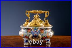 Encrier Ancien Régence Bronze Doré Porcelaine XIXe Siècle Encrier Ancien Régence Bronze Doré Porcelaine XIXe Siècle
