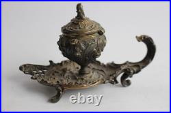Encrier Bronze XIXe siècle rocailles objets de bureau (36299) Encrier Bronze XIXe siècle rocailles objets de bureau (36299)
