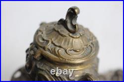 Encrier Bronze XIXe siècle rocailles objets de bureau (36299)