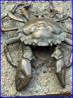 Encrier Crabe Bronze XIX Ème Siècle Mer & Océan Sculpture