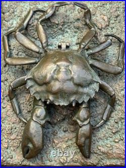 Encrier Crabe Bronze XIX Ème Siècle Mer & Océan Sculpture
