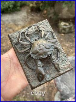 Encrier Crabe Bronze XIX Ème Siècle Mer & Océan Sculpture