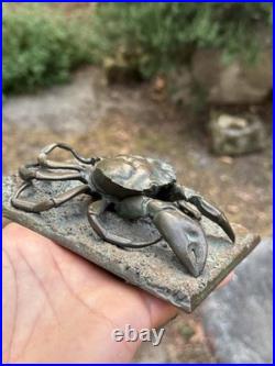 Encrier Crabe Bronze XIX Ème Siècle Mer & Océan Sculpture