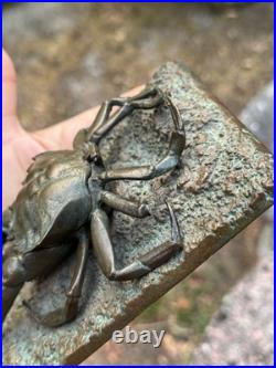 Encrier Crabe Bronze XIX Ème Siècle Mer & Océan Sculpture