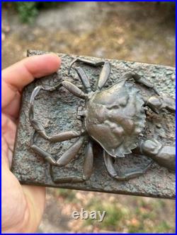Encrier Crabe Bronze XIX Ème Siècle Mer & Océan Sculpture