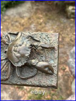 Encrier Crabe Bronze XIX Ème Siècle Mer & Océan Sculpture