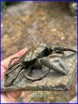 Encrier Crabe Bronze XIX Ème Siècle Mer & Océan Sculpture