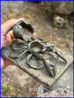 Encrier Crabe Bronze XIX Ème Siècle Mer & Océan Sculpture