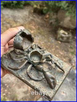Encrier Crabe Bronze XIX Ème Siècle Mer & Océan Sculpture