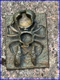 Encrier Crabe Bronze XIX Ème Siècle Mer & Océan Sculpture