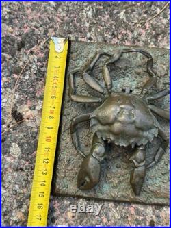 Encrier Crabe Bronze XIX Ème Siècle Mer & Océan Sculpture
