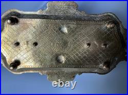 Encrier Napoléon III en bronze XIX eme siècle avec monogramme et date dessous