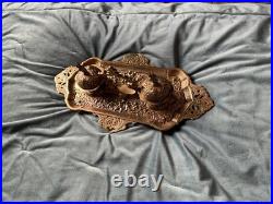 Encrier Napoléon III en bronze XIX eme siècle avec monogramme et date dessous