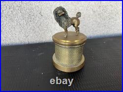 Encrier ancien en bronze Sujet caniche XIXe siècle