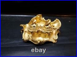 Encrier ancien en bronze doré style rococo XIXe siècle 1K400 Marquage J-R