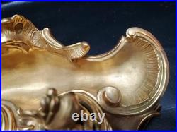 Encrier ancien en bronze doré style rococo XIXe siècle 1K400 Marquage J-R