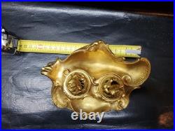Encrier ancien en bronze doré style rococo XIXe siècle 1K400 Marquage J-R