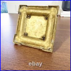 Encrier ancien en cristal et bronze de bureau XIXe siècle patiné