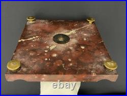 Encrier ancien en marbre rouge et bronze doré fin XIXe siècle