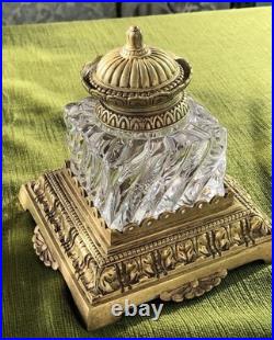 Encrier, bronze, cristal (probablement Baccarat), XIXe siècle, France